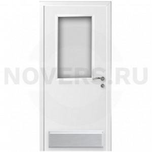 Дверь пластиковая Капель (Kapelli Classic) ДО белый прозрачное стекло с вентиляционной решеткой 