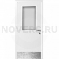 Дверь пластиковая Капель (Kapelli Classic) ДО белый прозрачное стекло с отбойной пластиной