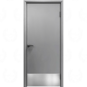 Влагостойкая дверь ПВХ Etadoor ДГ Серый RAL 7001 с отбойной пластиной