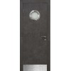 Дверь пластиковая Капель (Kapelli Classic) черный бетон с иллюминатором и отбойной пластиной